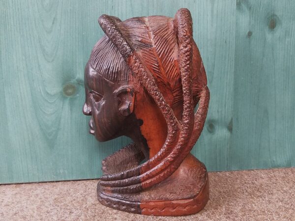 Ebony wood statue woman head