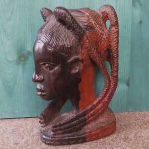 Ebony wood statue woman head