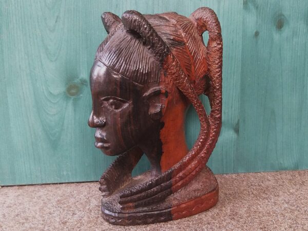 Ebony wood statue woman head