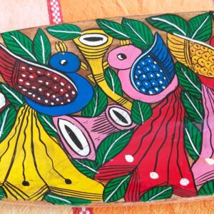 Indian Wooden Serving Tray: Handmade with Traditional Motives - for Home Decor and Collection