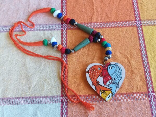 Indian Wooden Necklace- Handmade Jewelry - Original Art - Image 2