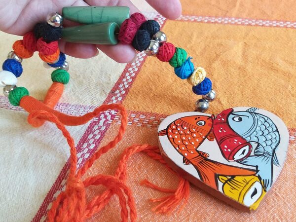Indian Wooden Necklace- Handmade Jewelry - Original Art - Image 5