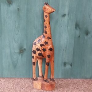 Grace in Ebony: Hand-Carved African Giraffe Statue for Home & Heart